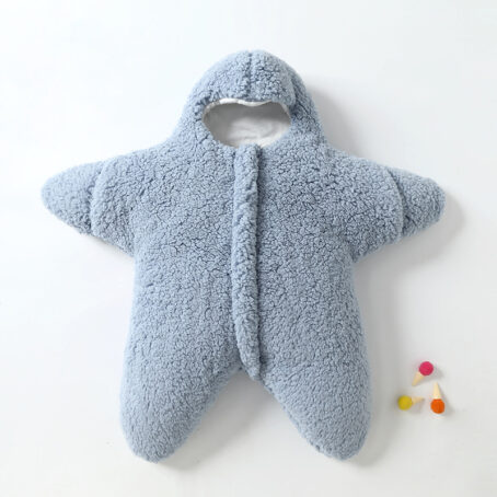 Baby Starfish Lamb Velvet Sleeping Bag Comfortable Newborn Baby Male And Female Baby Outing Winter Quilt Plus Cotton Thickening - Image 9