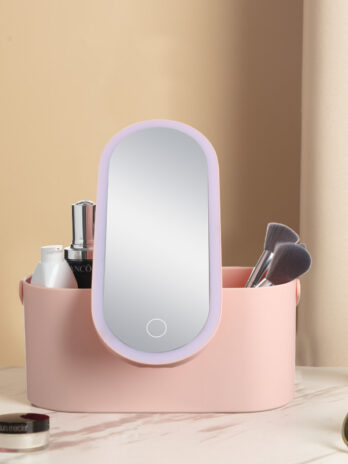 Storage Box LED Makeup Mirror Portable Portable Travel Makeup Organizer Carrying Box With Mirror LED