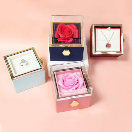 Rotating Soap Flower Rose Gift Box Creative Rotating Rose Jewelry Packaging Box Valentine's Day Gift For Women - Image 4