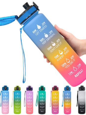 1L Tritan Water Bottle With Time Marker Bounce Cover Motivational Water Bottle Cycling Leakproof Cup For Sports Fitness Bottles