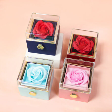 Rotating Soap Flower Rose Gift Box Creative Rotating Rose Jewelry Packaging Box Valentine's Day Gift For Women - Image 3