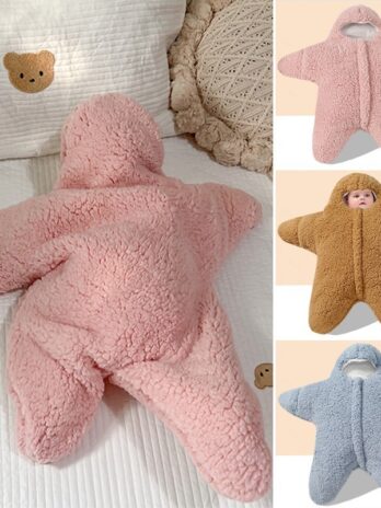 Baby Starfish Lamb Velvet Sleeping Bag Comfortable Newborn Baby Male And Female Baby Outing Winter Quilt Plus Cotton Thickening