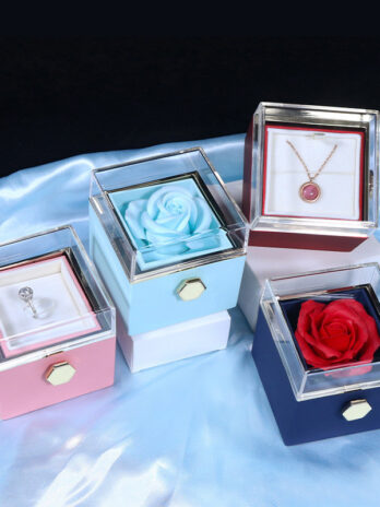 Rotating Soap Flower Rose Gift Box Creative Rotating Rose Jewelry Packaging Box Valentine’s Day Gift For Women