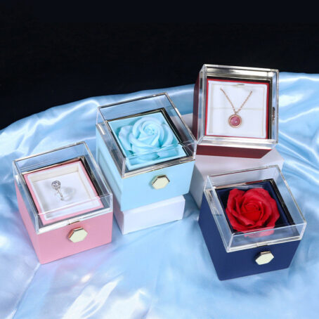 Rotating Soap Flower Rose Gift Box Creative Rotating Rose Jewelry Packaging Box Valentine's Day Gift For Women - Image 2