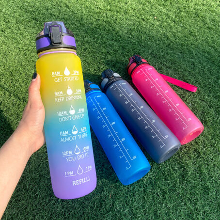 1L Tritan Water Bottle With Time Marker Bounce Cover Motivational Water Bottle Cycling Leakproof Cup For Sports Fitness Bottles - Image 2