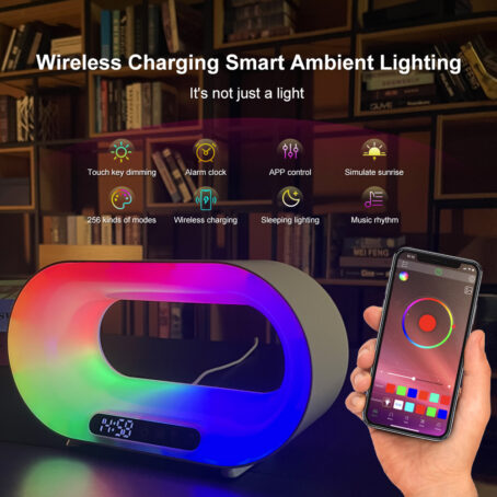 Multi-function 3 In 1 LED Night Light APP Control RGB Atmosphere Desk Lamp Smart Multifunctional Wireless Charger Alarm Clock - Image 2