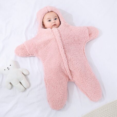 Baby Starfish Lamb Velvet Sleeping Bag Comfortable Newborn Baby Male And Female Baby Outing Winter Quilt Plus Cotton Thickening - Image 4