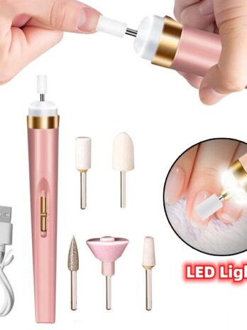 5in1 Manicure Machine Set Electric Nail Drill Polisher Cordless USB Rechargeable With LED Cutters Mill For Manicure Pedicure Accessor