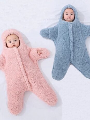 Baby Starfish Lamb Velvet Sleeping Bag Comfortable Newborn Baby Male And Female Baby Outing Winter Quilt Plus Cotton Thickening