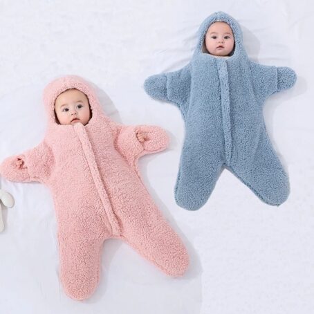 Baby Starfish Lamb Velvet Sleeping Bag Comfortable Newborn Baby Male And Female Baby Outing Winter Quilt Plus Cotton Thickening - Image 2